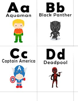 Superhero Alphabet Flash Cards - Pre-k and Kindergarten - Superhero ...