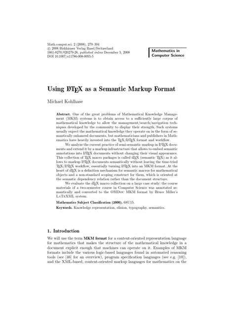 (PDF) Using LATEX as a Semantic Markup Format - DOKUMEN.TIPS