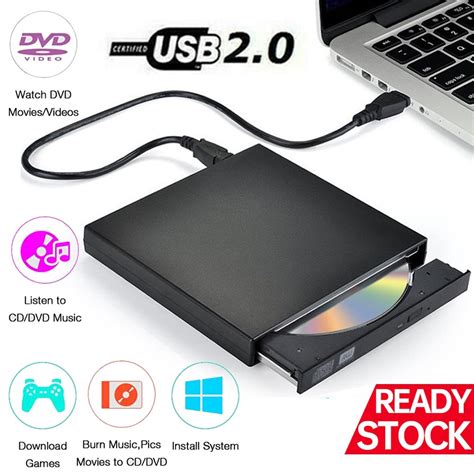 External CD DVD Drive, USB 2.0 Slim Protable External CD-RW Drive DVD ...