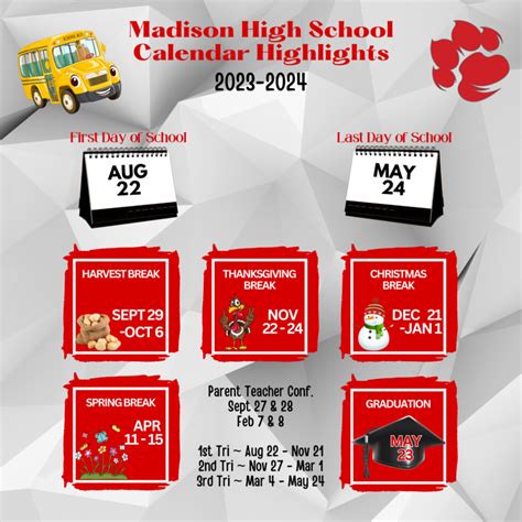 MHS '23-'24 Calendar Highlights | Madison High School