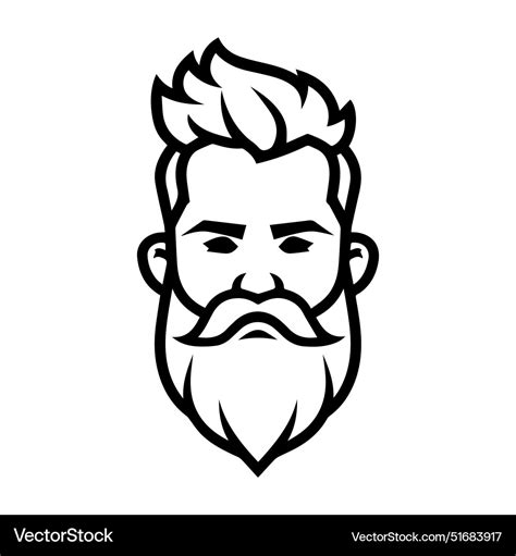 Beard logo or modern line icon art Royalty Free Vector Image