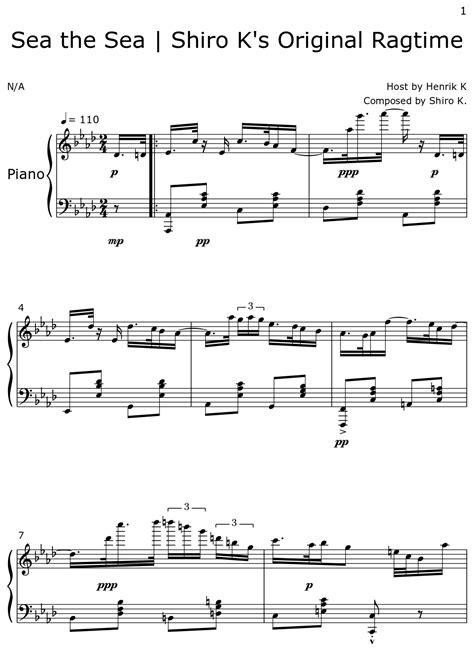 Sea the Sea | Shiro K's Original Ragtime - Sheet music for Piano