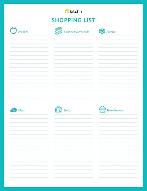 Editable Grocery List Template ⋆ Calendar for Planning