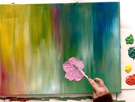 Step by step acrylic painting tutorial for easy colorful flowers - Smiling Colors