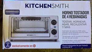 Kitchen Smith 4 Slice Toaster Oven in Silver Bake Broil Reheat Toast ...