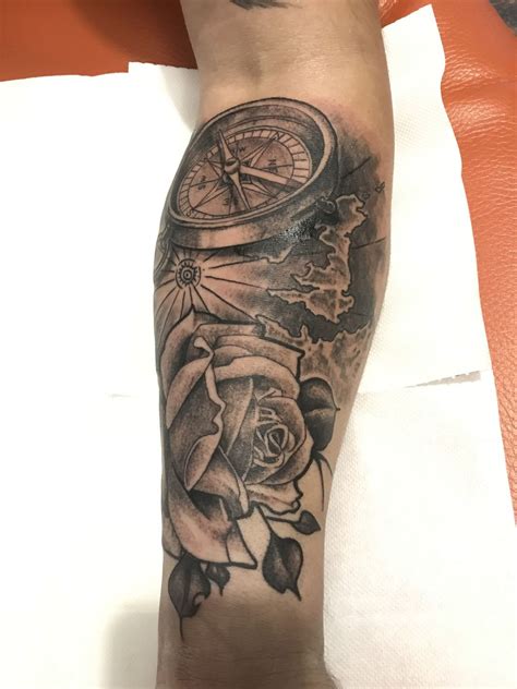 Compass And Rose Tattoo - My new quarter sleeve rose and compass tattoo.... by Ross ... / 39 ...