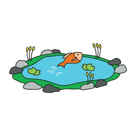 niños dibujo dibujos animados vector ilustración linda pescado saltos dentro estanque icono ...