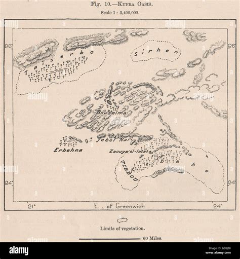 Kufra Oasis. Libya. The Kufra Oases, 1885 antique map Stock Photo - Alamy