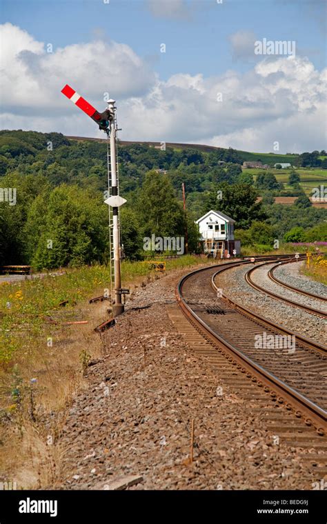 Signal and signal box Stock Photo - Alamy