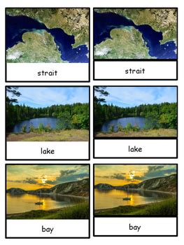 Land and Water Forms Montessori 4-part photo cards | TpT