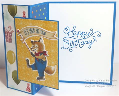 Making a Z-Fold Card with Birthday Memories Designer Paper | Stamping With Karen