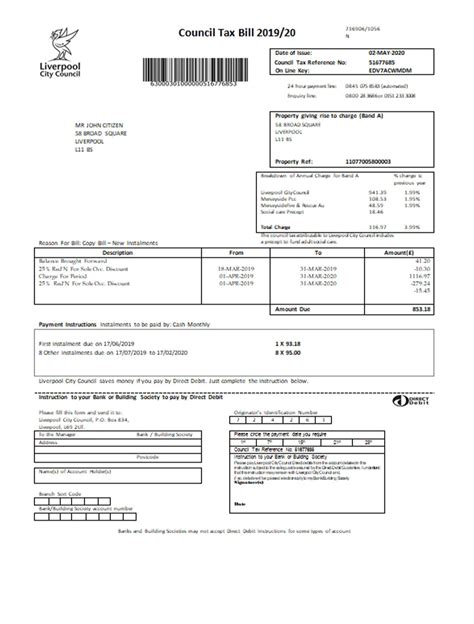 United Kingdom Liverpool city council tax bill Template (100% Free ...