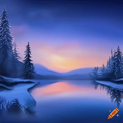 Digital painting of a winter landscape on Craiyon