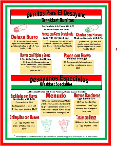 Full Menu for Nana's Kitchen - Mexican Restaurant near Tucson, AZ. Marana, Arizona Mexican ...