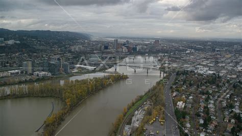 South Waterfront condo high-rises, bridges over the Willamette River, and Downtown Portland ...