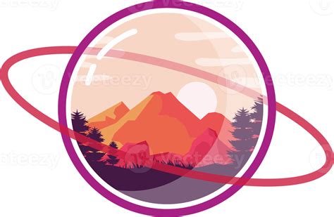 Mountain Sunset View on Planet Glass 12933010 PNG