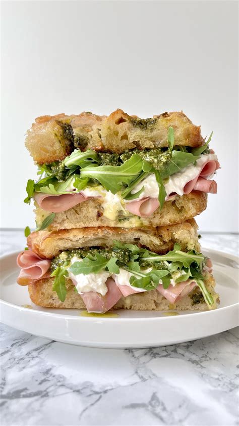 MORTADELLA, PESTO, BURRATA FOCACCIA SANDWICH WITH GARLIC CONFIT AIOLI ...