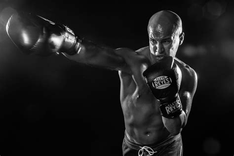 Boxer fighting athlete, man, sport, light, boxing, studio, paris ...