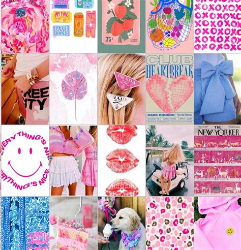 Printed Preppy collage kit Pink photo wall collage kit Teen | Etsy