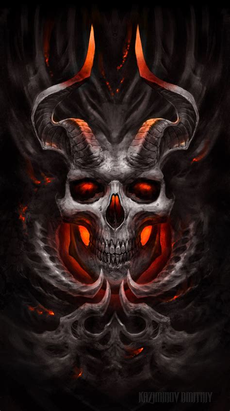 Demon by Kazimirov Dmitriy on ArtStation. | Skull pictures, Skull artwork, Skull tattoo design