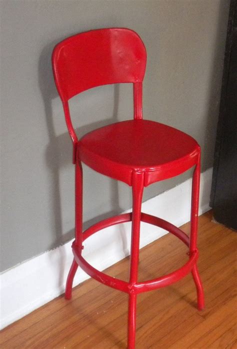 Red Metal Kitchen Stool