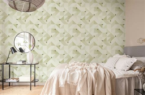 Sage Green Geometric Wallpaper | Happywall