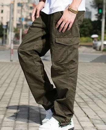 Military Style Black Khaki Army Green Mens Baggy Cargo Pants For Men ...