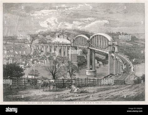 The Royal Albert railway bridge at Saltash, Cornwall Date: 1859 Stock Photo - Alamy