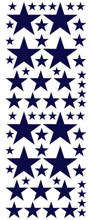 52 Navy Blue Vinyl Star Shaped Bedroom Wall Decals Stickers Teen Kids ...