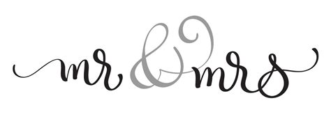 Mr and Mrs text on white background. Hand drawn Calligraphy lettering ...