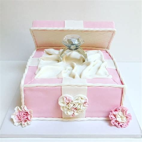 Engagement Ring Box Cake | Engagement cakes, Sugar cookies decorated ...