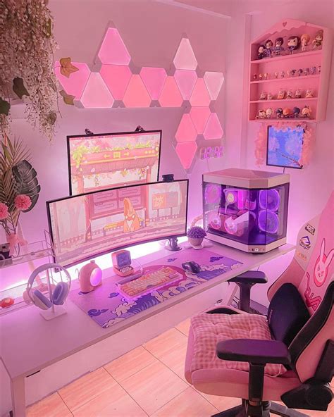 30 Cutest Desk Setups For A Fun Workspace | Gaming room setup, Game room design, Gamer room