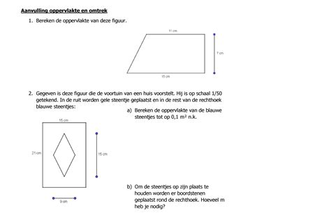 Omtrek en oppervlakte: Toepassingen - Downloadbaar lesmateriaal - KlasCement