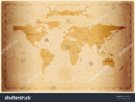 Old World Map Vintage Paper Texture Stock Vector (Royalty Free) 254784694 - Shutterstock