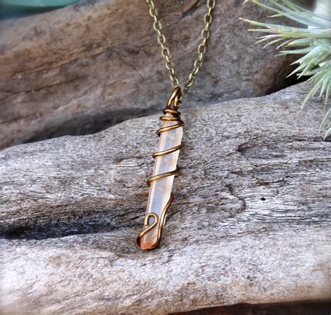 Lemurian Seed Quartz Necklace Crystal by MermaidTearsDesigns