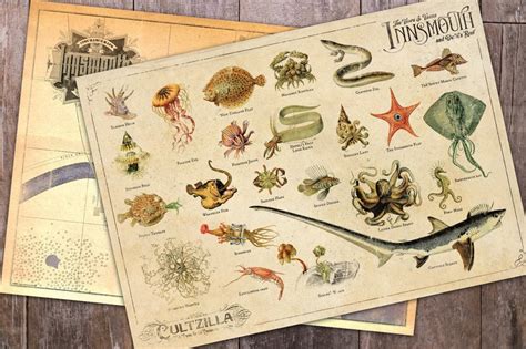 Innsmouth Fish & Map A3 Prints pair | Etsy