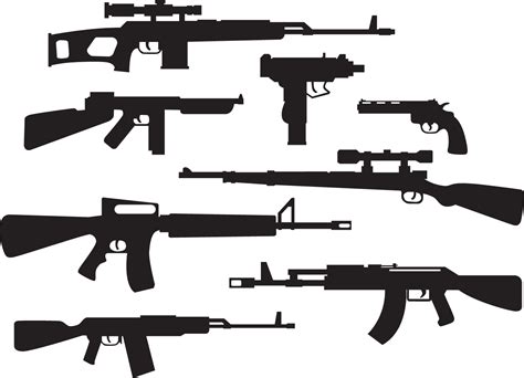 Download M16 Rifle Ak-47 M4 Carbine Assault Rifle M14 Rifle - Weapons Silhouette PNG Image with ...