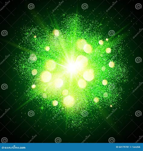 Green Shining Fireworks Explosion at Black Stock Vector - Illustration of backdrop, festive ...