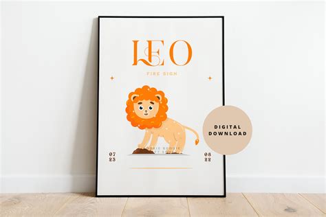 Leo Zodiac Sign Poster Zodiac Element Leo Star Sign Astrology - Etsy