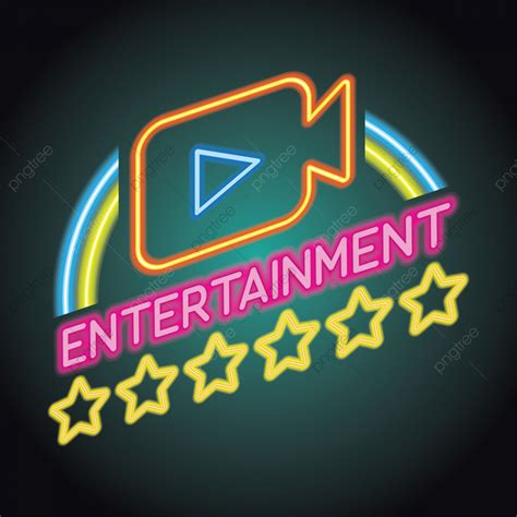 Movie Cinema Entertainment Logo With Neon Sign Effect Vector Illustration, Movie, Movie Icons ...