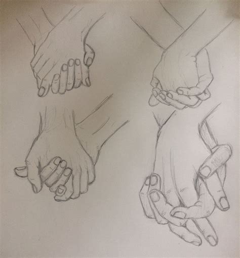 Couple Drawing Sketch Holding Hands