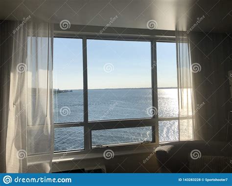 Hotel Room View Looking Out Onto Lake Erie. Stock Photo - Image of view, background: 143283228