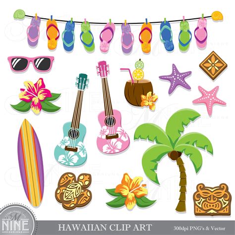 HAWAIIAN Clip Art / Hawaii Theme Clipart Downloads / Luau Clip | Etsy