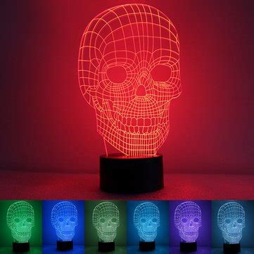 3d skull illusion led table desk light usb 7 color changing night lamp ...