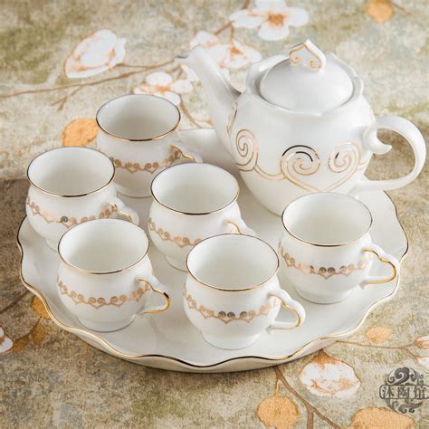 8PIECES European style ceramic tea set bone china tea set with tray English afternoon tea fruit ...