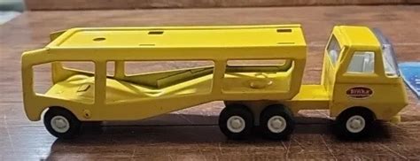 VINTAGE YELLOW TONKA MINI CAR HAULER TRAILER TRANSPORT TRUCK 9" Toy Metal $15.00 - PicClick