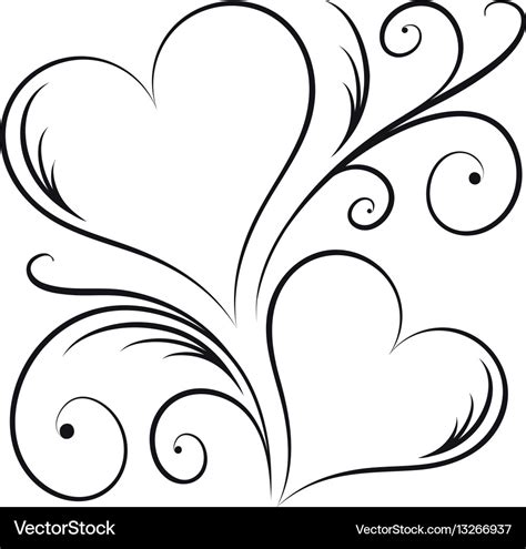 Two hearts with swirl elements Royalty Free Vector Image