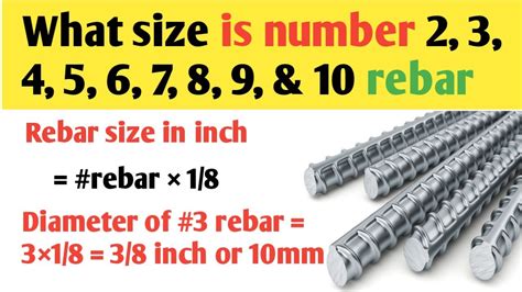 Rebar sizes | What size/ diameter is #2, 3, 4, 5, 6, 7, 8, 9 & 10 rebar ...