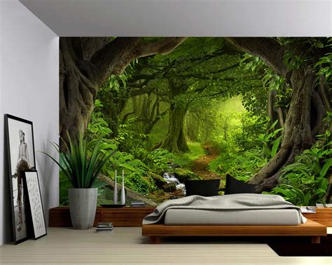 Fantasy Enchanted Magical Forest Large Wall Mural, Self-adhesive Vinyl ...