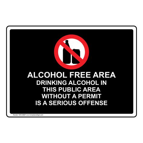 Alcohol / Drugs Sign - Alcohol Free Area Drinking Alcohol